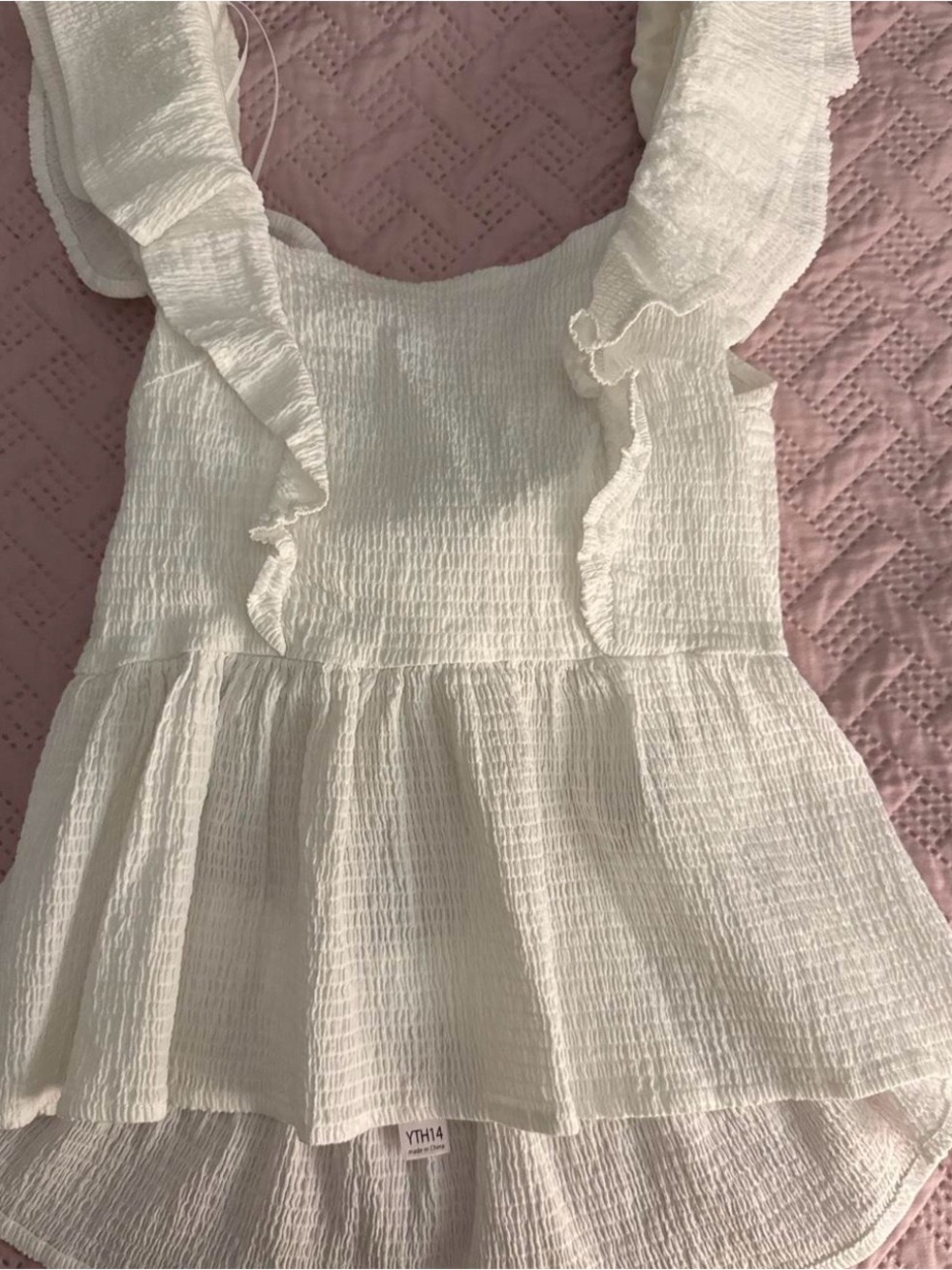 Francesca's Collections White Ruffled Peplum Tank for Kids